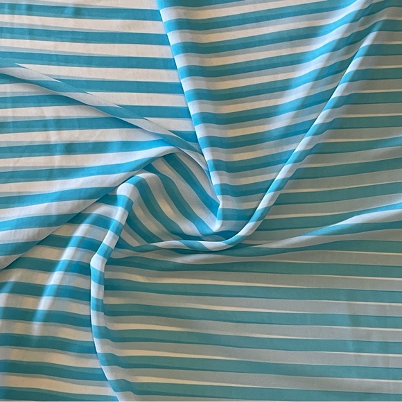 Blue and White Striped Chiffon Sheer Fabric - Picture 1 of 1